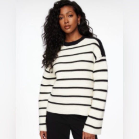 Dynamite Sweaters - Dynamite Black and White Striped Sweater